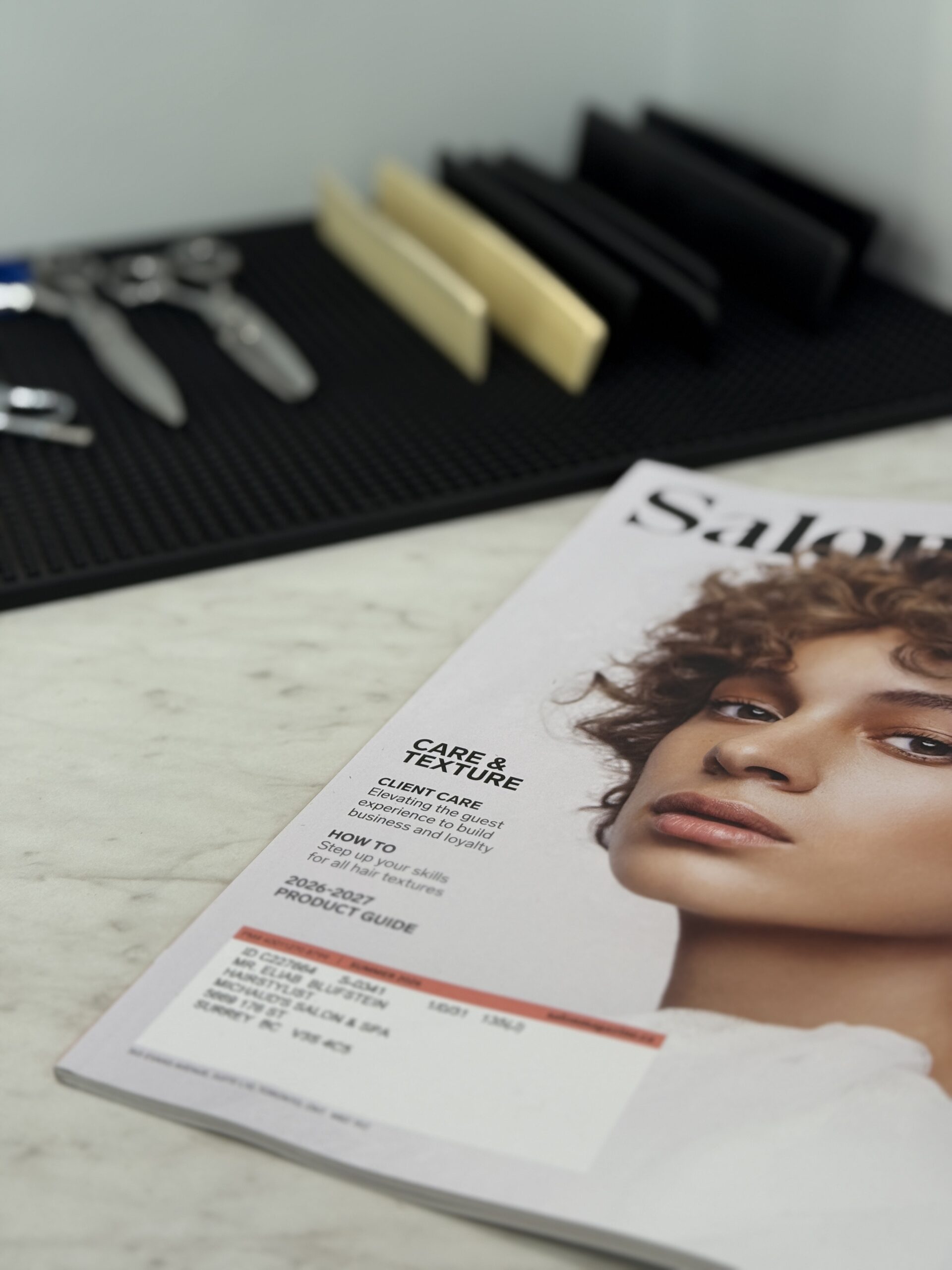 Professional styling tools and industry education at Eliab Blufstein's station